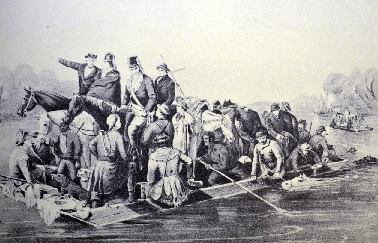 Currier & Ives Illustration القرن التاسع عشر. لواء ماريون يعبر نهر بيدي ، SC 1778 بواسطة N. and Ives، JM Currier