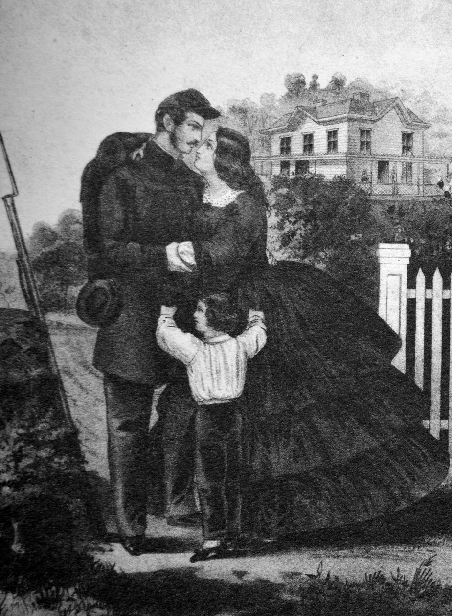Currier & Ives Illustration القرن التاسع عشر. خارج الحرب. الجنود adieu. بواسطة N. and Ives، JM Currier