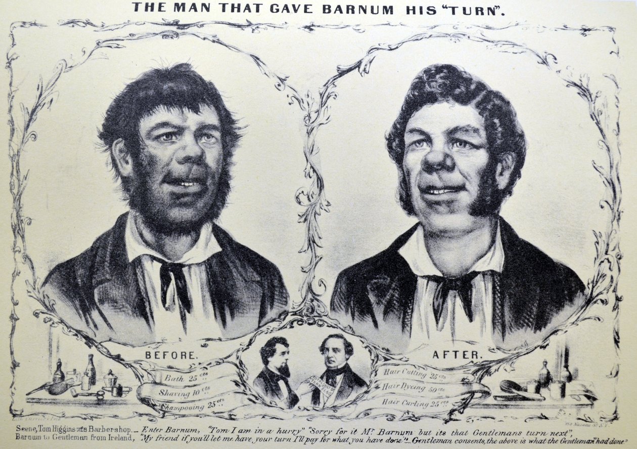 Currier & Ives Illustration القرن التاسع عشر. الرجل الذي أعطى برنوم دوره بواسطة N. and Ives، JM Currier