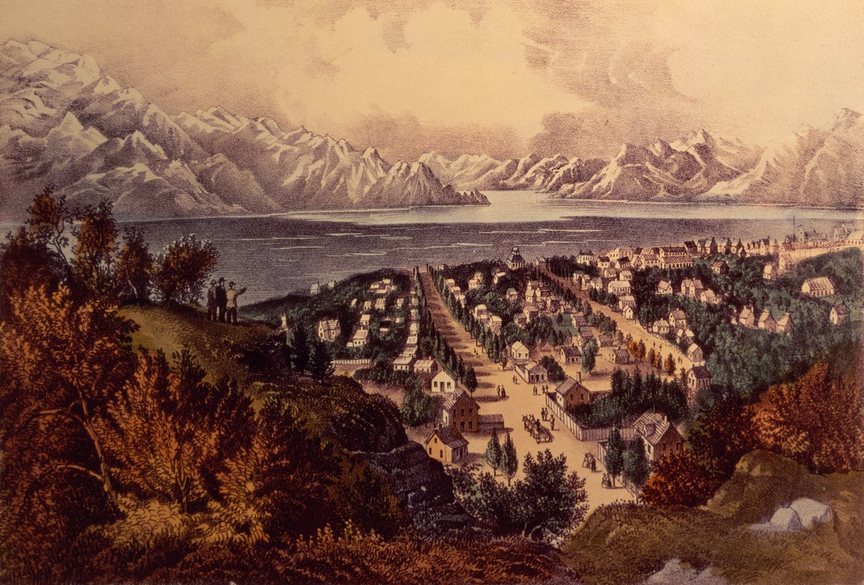 بحيرة الملح العظمى ، يوتا (لون ليثو) بواسطة N. and Ives، JM Currier