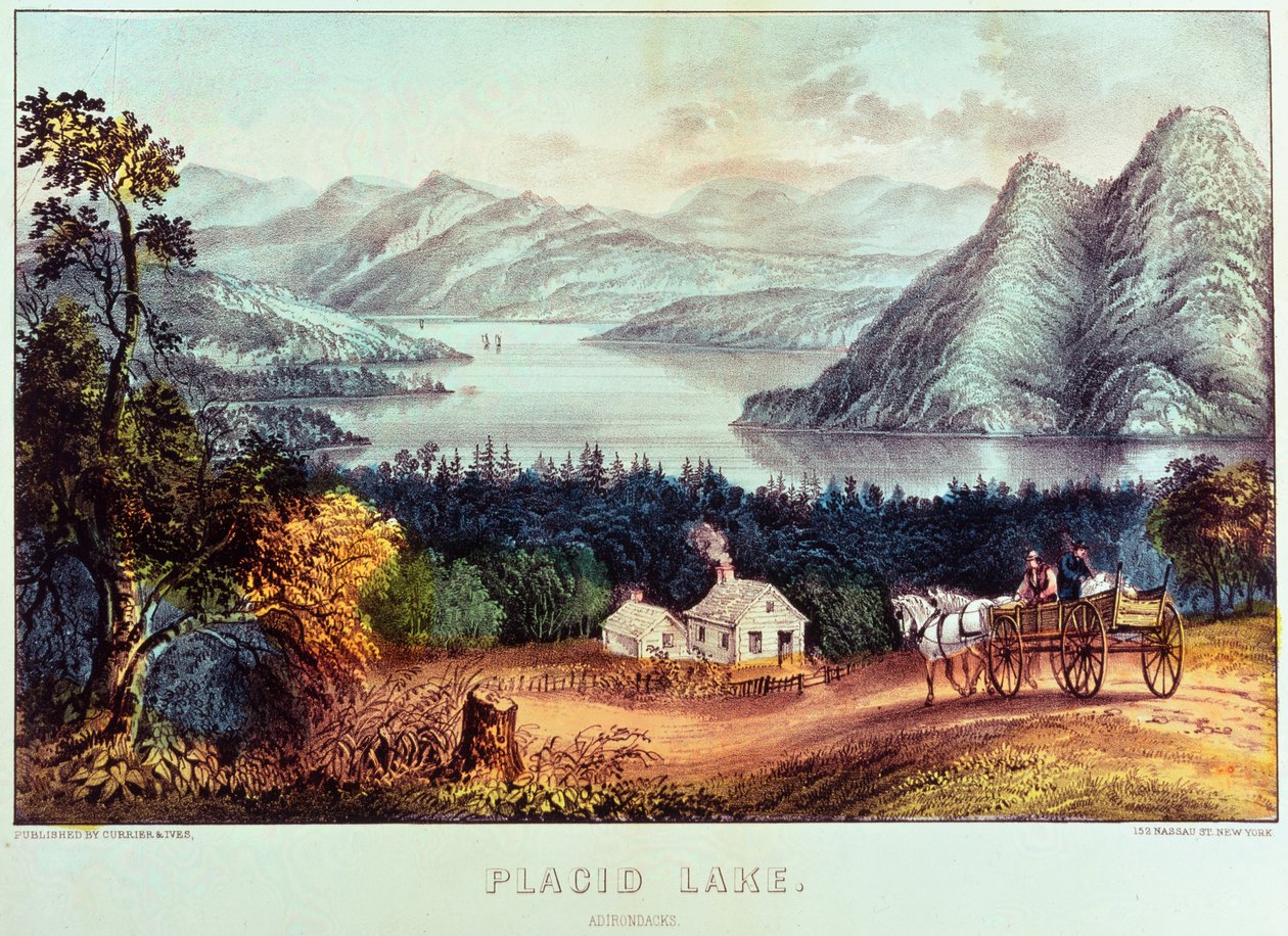البحيرة الهادئة ، آديرونداكس بواسطة N. and Ives، JM Currier