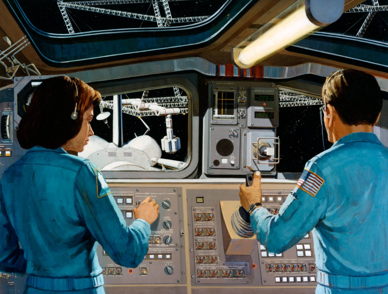 داخل محطة فضاء مستقبلية ، ج 1970s. بواسطة صور وكالة ناسا