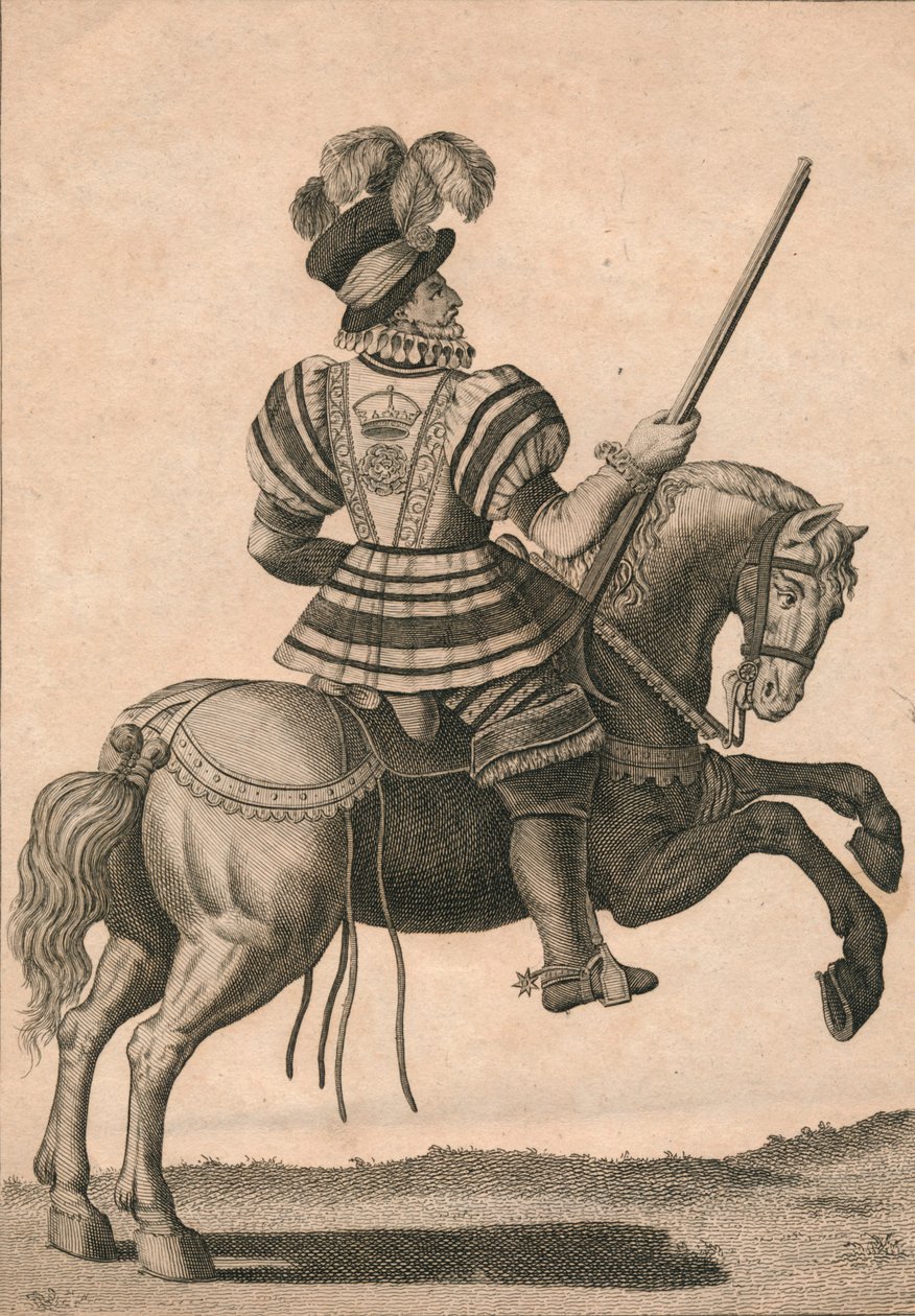 يومان من الحرس ، يحضر الملكة إليزابيث على التقدم ، c1800. بواسطة NC Goodnight