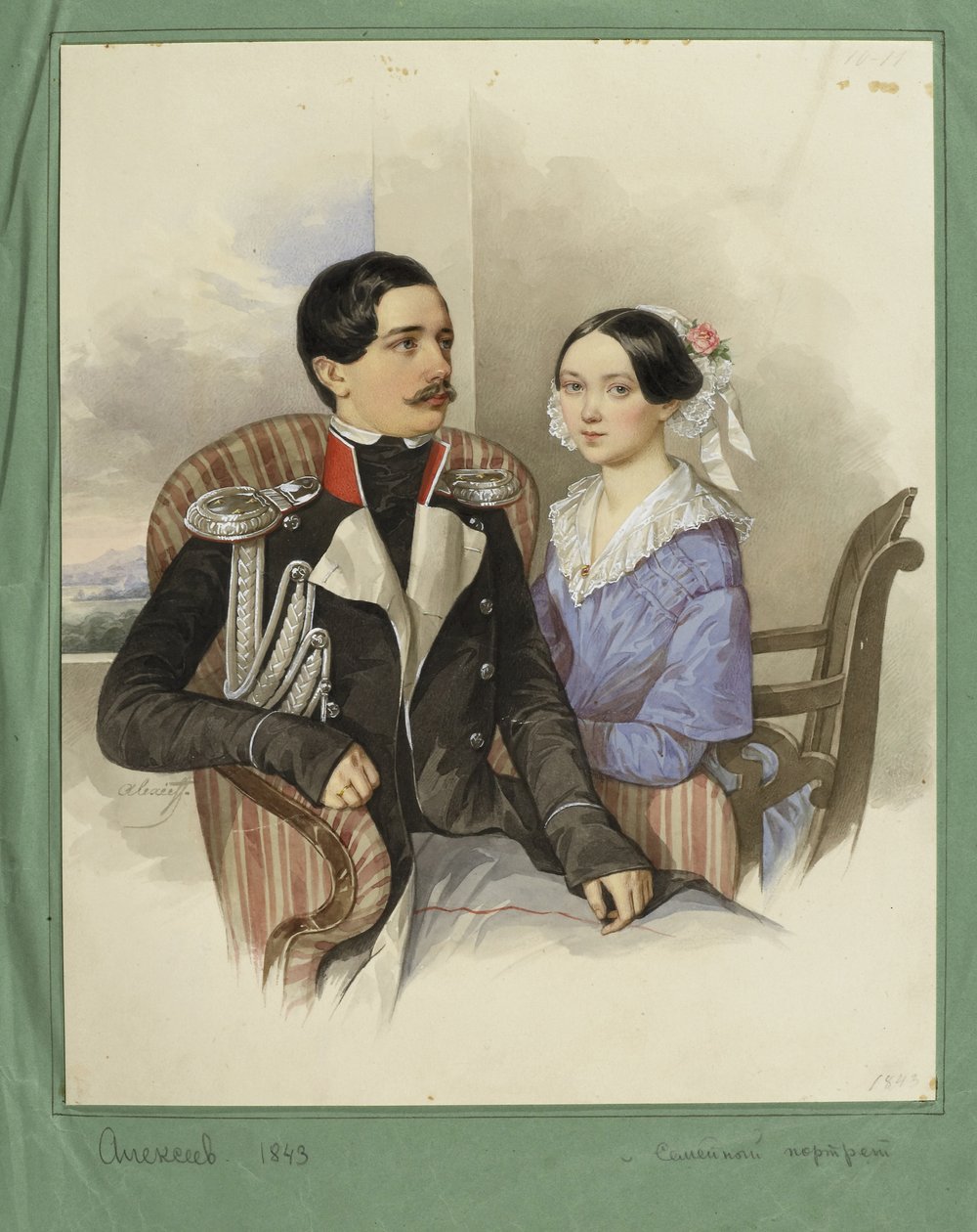 صورة للكونت جاكوف كارلوفيتش سيفرز 1818-1865 والكونتيسة فيرا ميخائيلوفنا 1818-1865 ، 1843 بواسطة NM Alexeyev