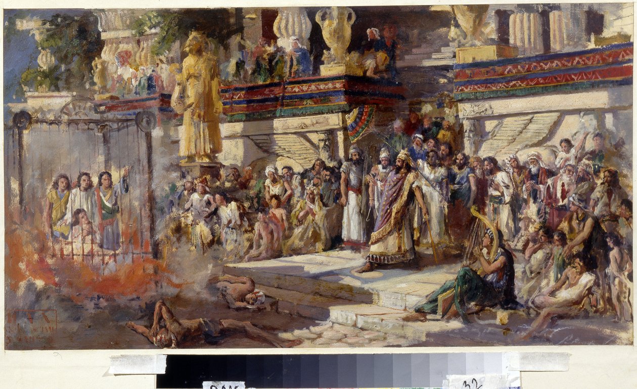 الشبان الثلاثة في الفرن الناري ، 1879 (زيت على ورق مقوى) بواسطة NT ماليشيف