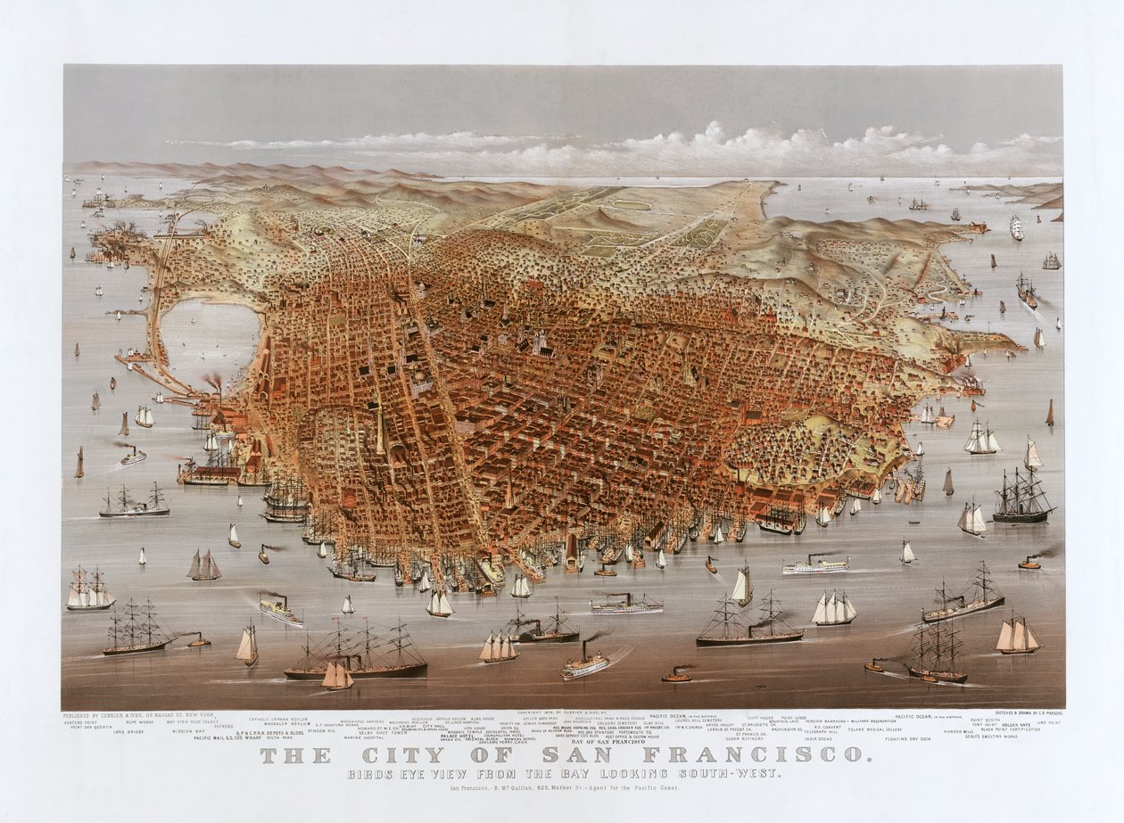 مدينة سان فرانسيسكو بواسطة Currier & Ives ، حوالي 1878 (لون ليثو) بواسطة كوريير وآيفز