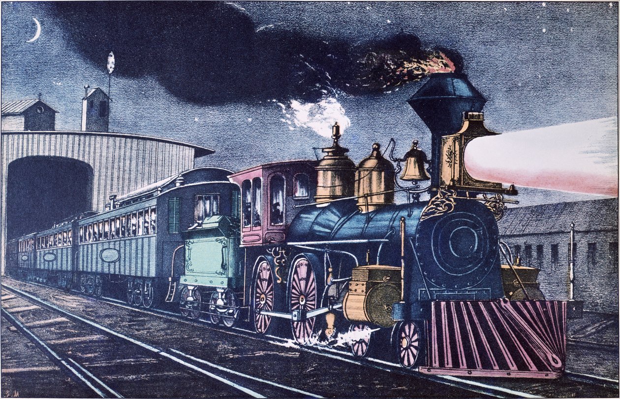 The Night Express, c.1860 (colour litho) بواسطة كوريير وآيفز