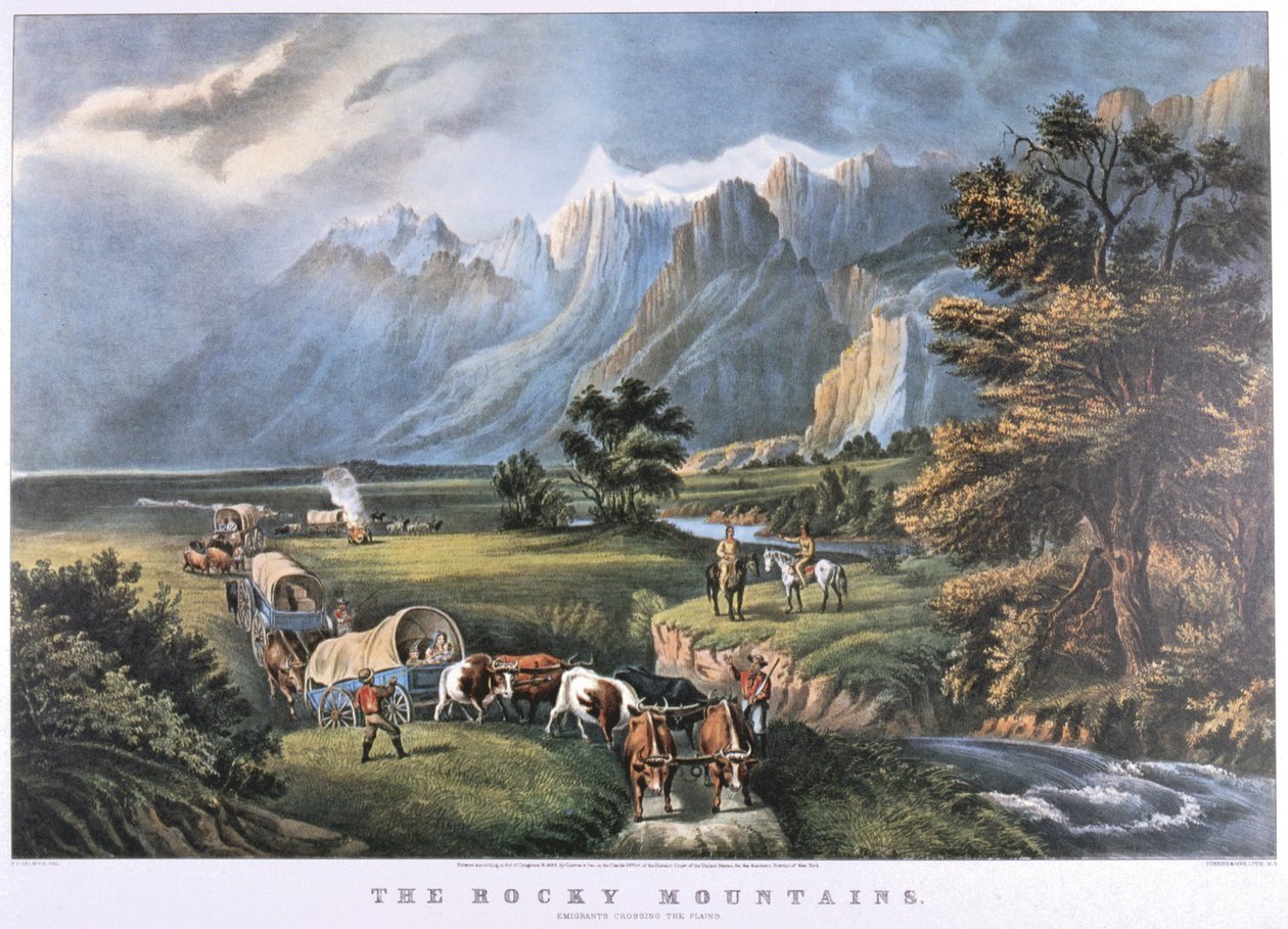 جبال روكي، حوالي عام 1870 (مطبوعة حجرية) بواسطة N. and Ives JM (1824 95) Currier