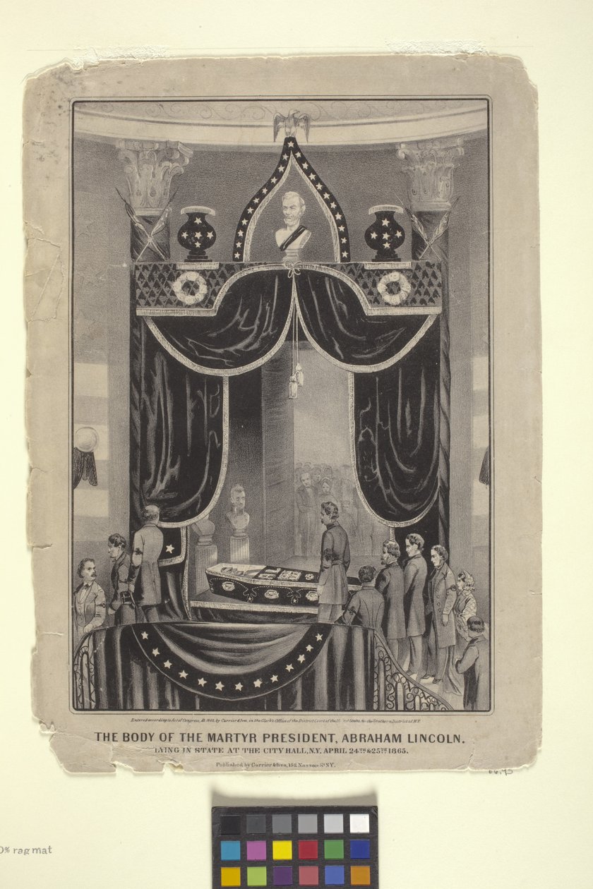 جسد الرئيس الشهيد أبراهام لنكولن (طباعة حجرية) بواسطة N. and Ives JM (1824 95) Currier