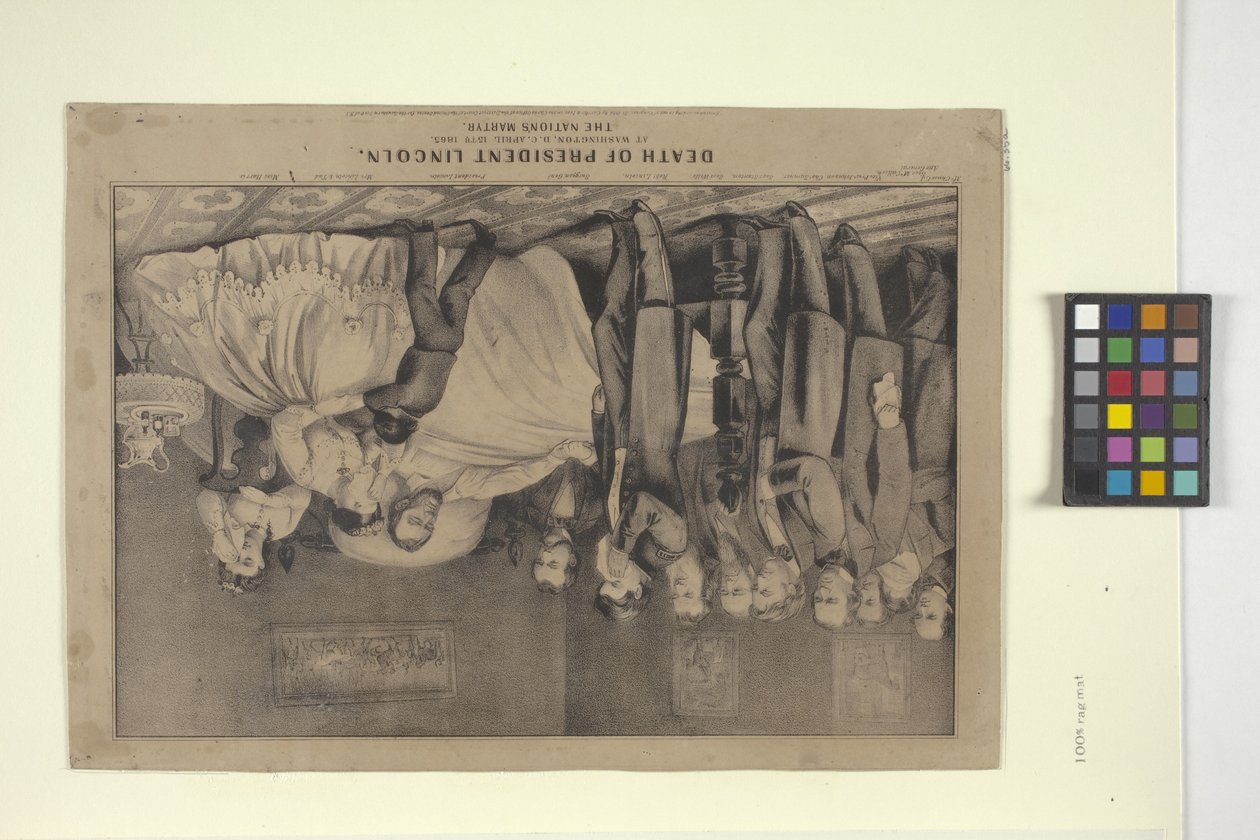 وفاة الرئيس لينكولن (طباعة حجرية ملونة باليد) بواسطة N. and Ives JM (1824 95) Currier