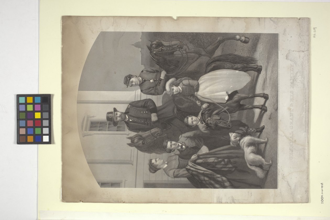 الجنرال جرانت وعائلته (طباعة حجرية ملونة باليد) بواسطة N. and Ives JM (1824 95) Currier