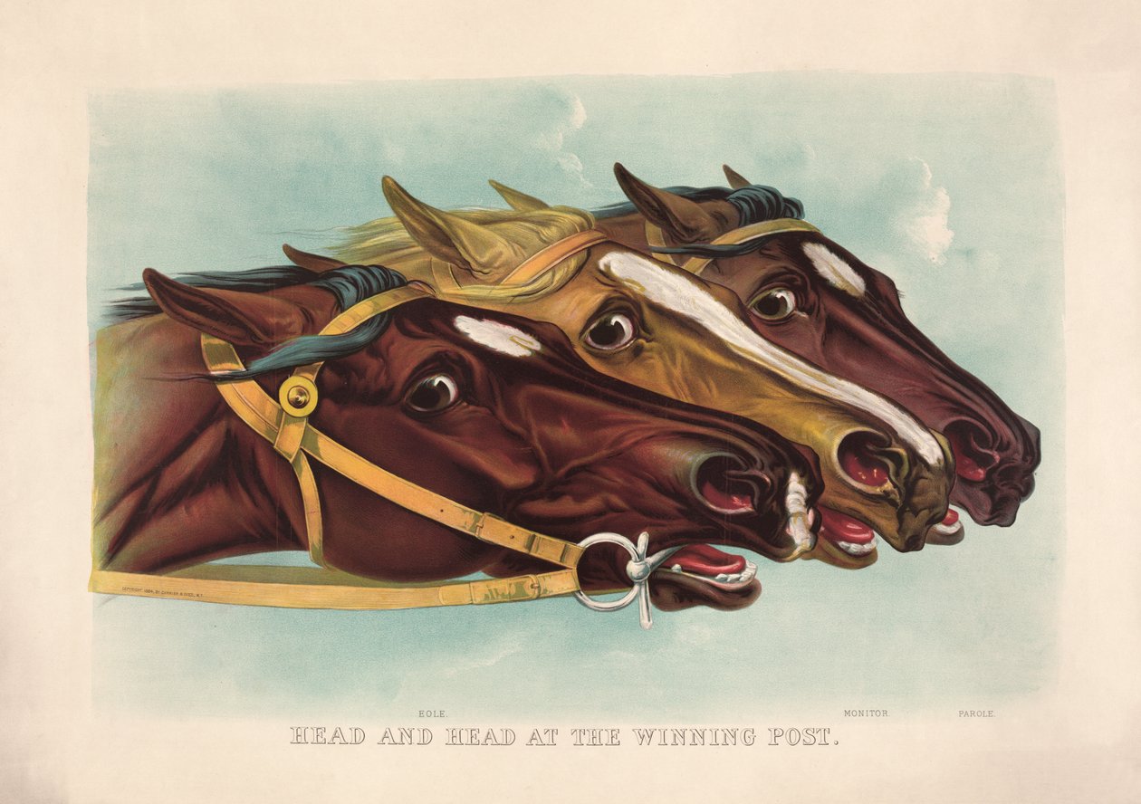رئيس ورئيس في Winning Post بواسطة Currier & Ives بواسطة كوريير وآيفز