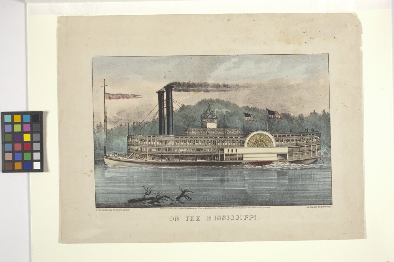 على نهر المسيسيبي (طباعة حجرية ملونة يدويًا) بواسطة N. and Ives JM (1824 95) Currier