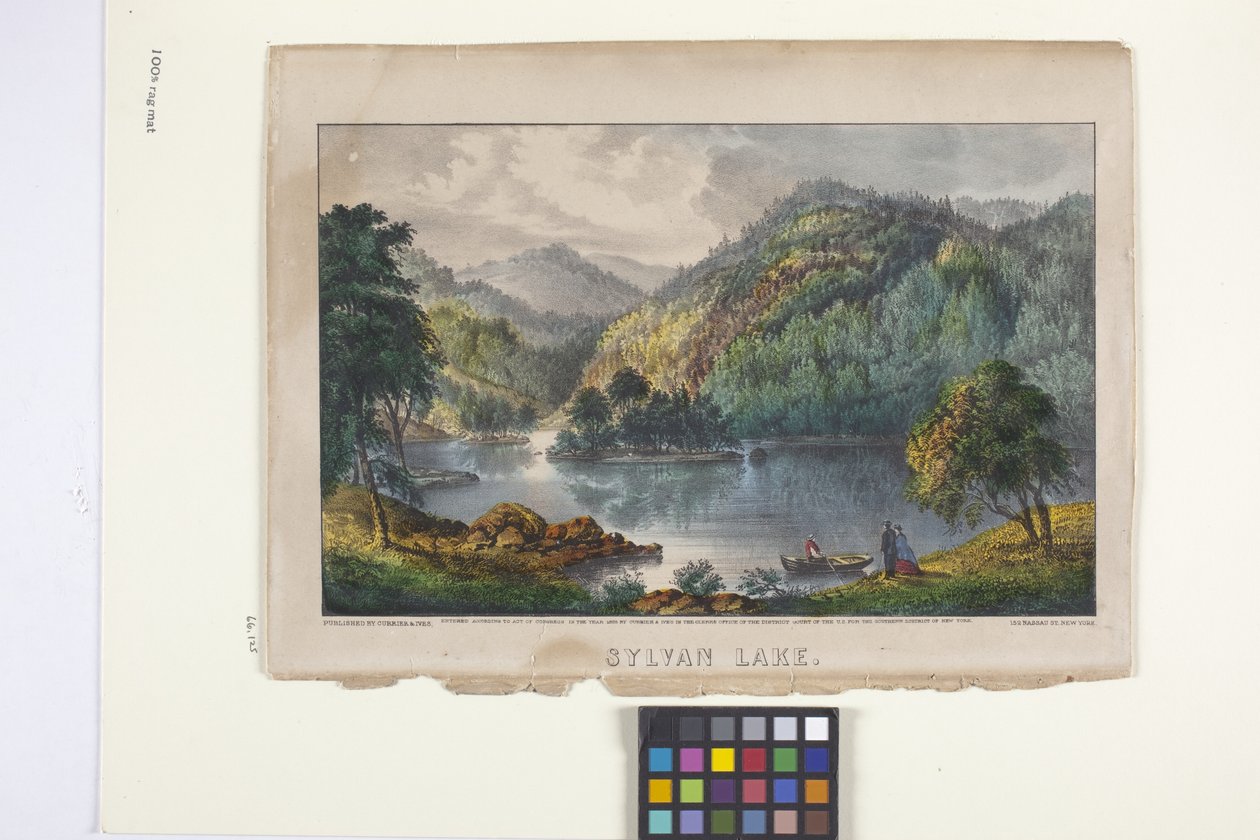 بحيرة سيلفان (مطبوعة حجرية ملونة يدويًا) بواسطة N. and Ives JM (1824 95) Currier