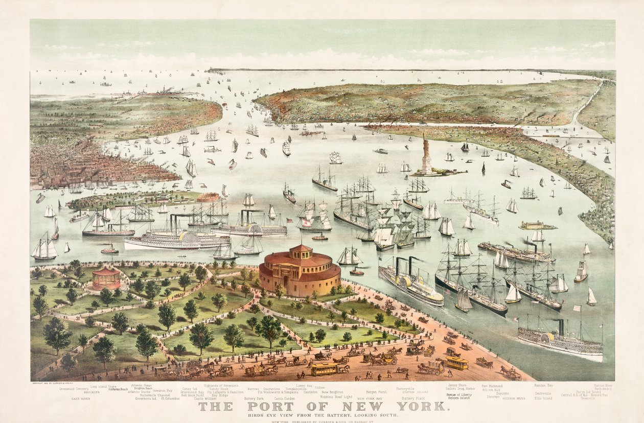 ميناء نيويورك بواسطة Currier & Ives بواسطة كوريير وآيفز