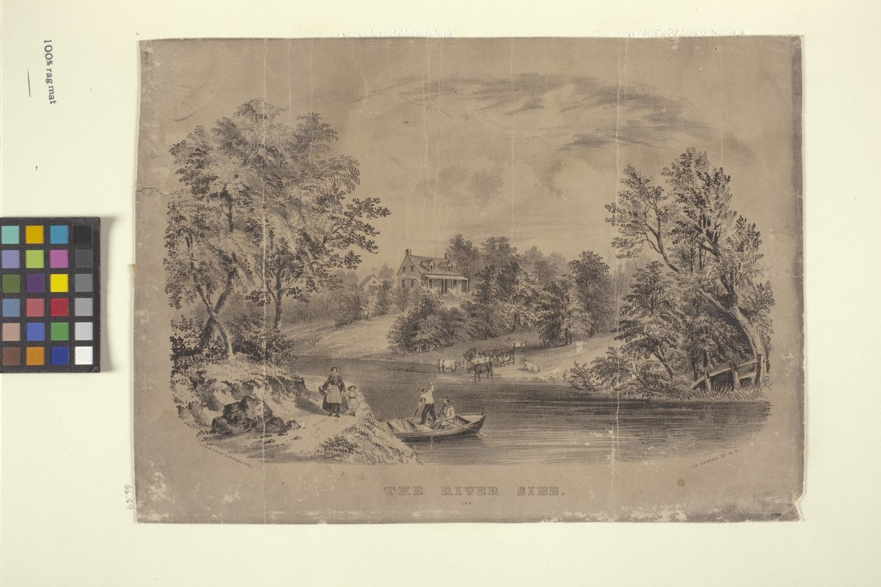 جانب النهر (ليثوجراف) بواسطة N. and Ives JM (1824 95) Currier