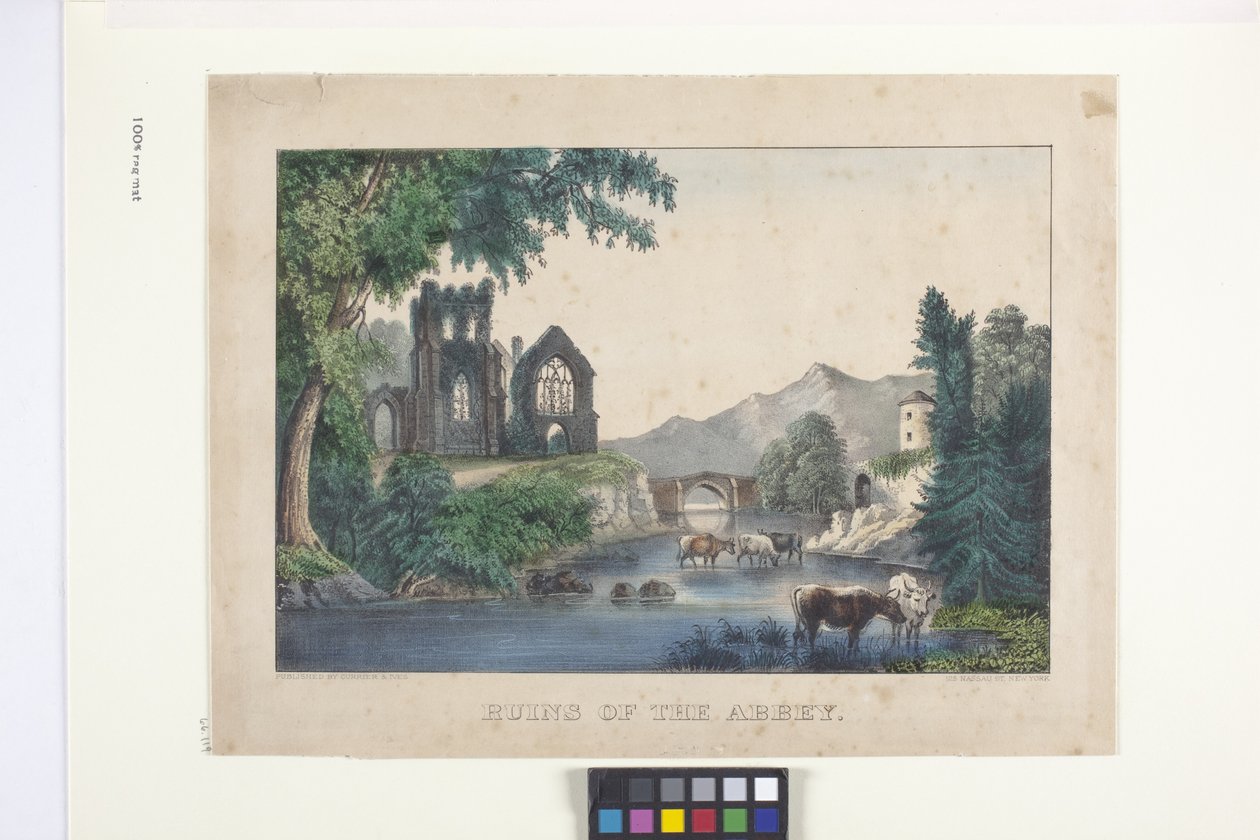 أنقاض الدير (طباعة حجرية ملونة باليد) بواسطة N. and Ives JM (1824 95) Currier