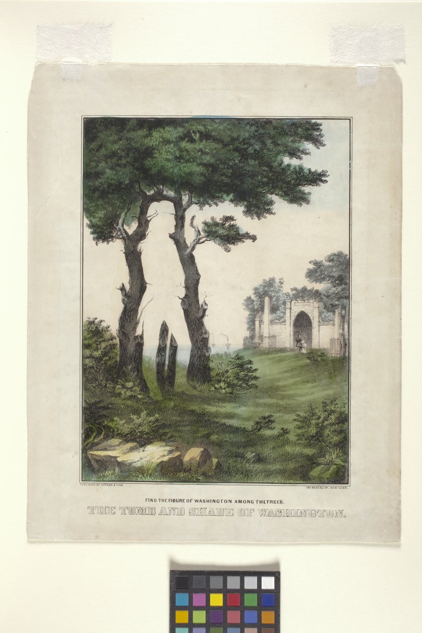 قبر وظل واشنطن (طباعة حجرية ملونة باليد) بواسطة N. and Ives JM (1824 95) Currier
