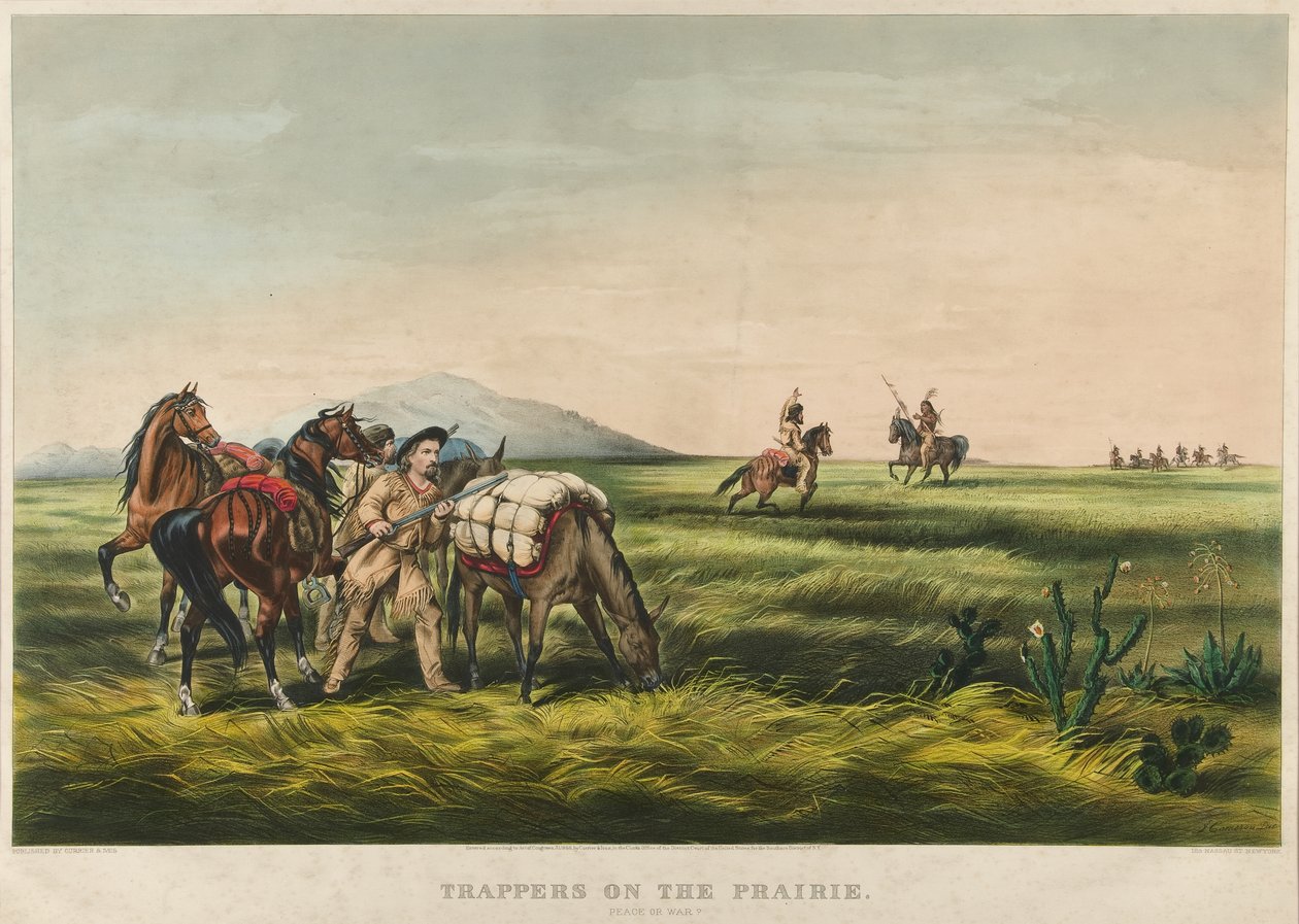 الصيادون على المرج / سلام أم حرب؟ 1866 (طباعة حجرية ملونة) بواسطة كوريير وآيفز