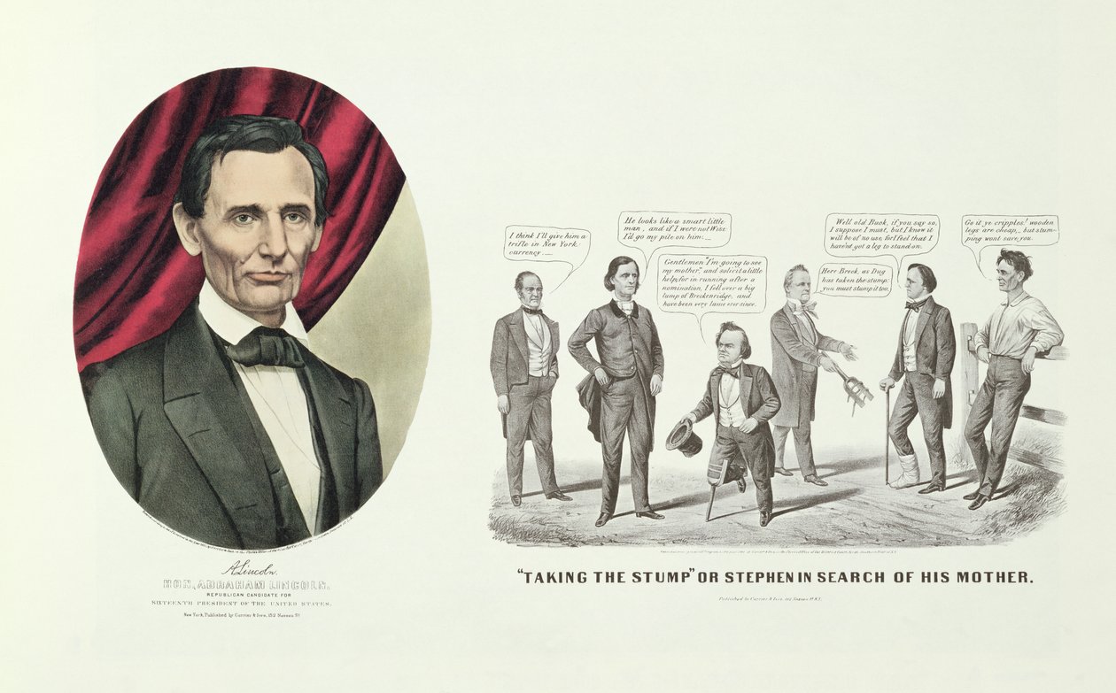 عزيزي. أبراهام لنكولن ، الرئيس السادس عشر للولايات المتحدة ، 1860 بواسطة N. and Ives، JM Currier