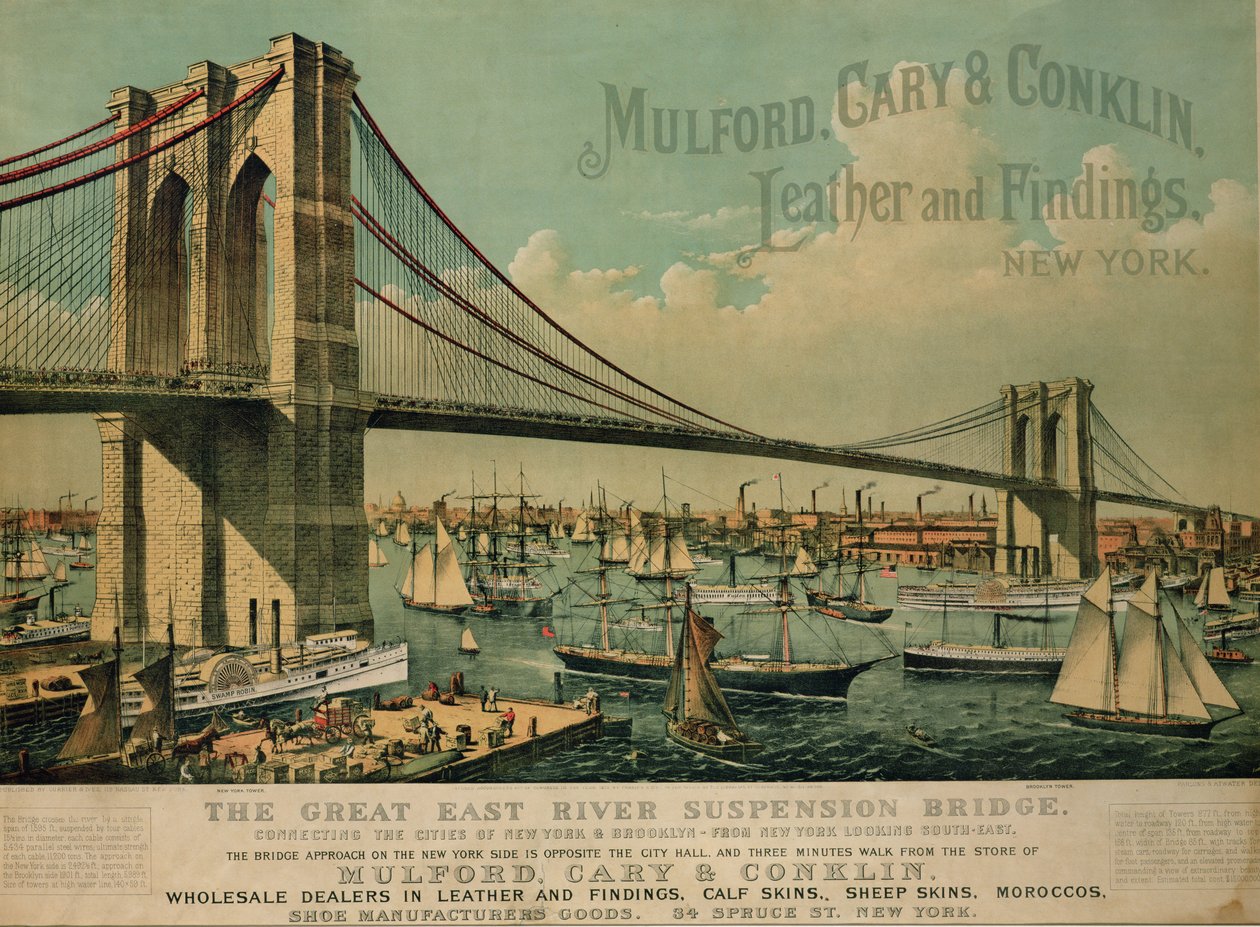 إعلان ملصق `` Mulford، Cary und Conklin Leather und Findings &39;&39; ، 1877 بواسطة N. and Ives، JM Currier