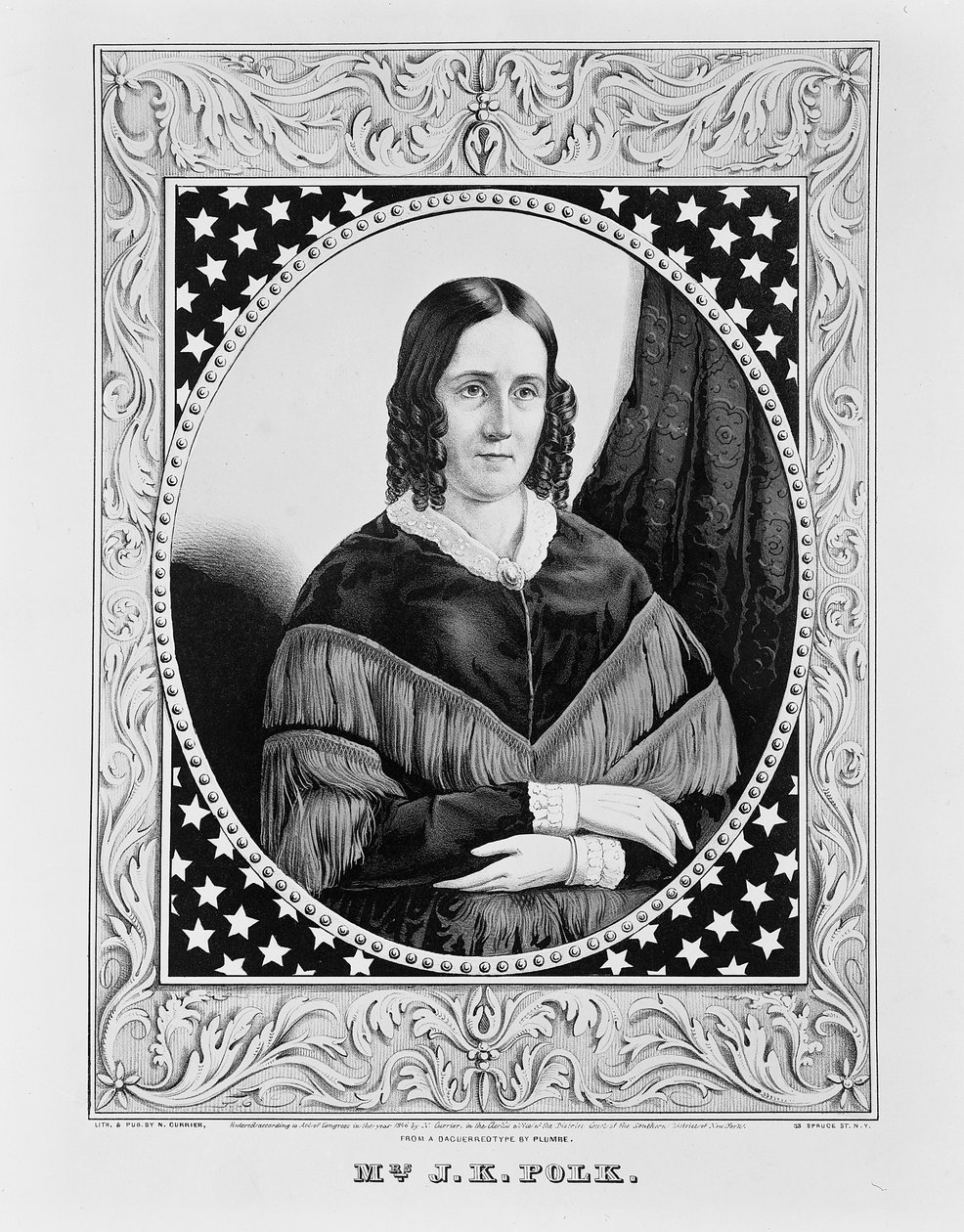 سارة بولك ، 1846 بواسطة N. and Ives، JM Currier
