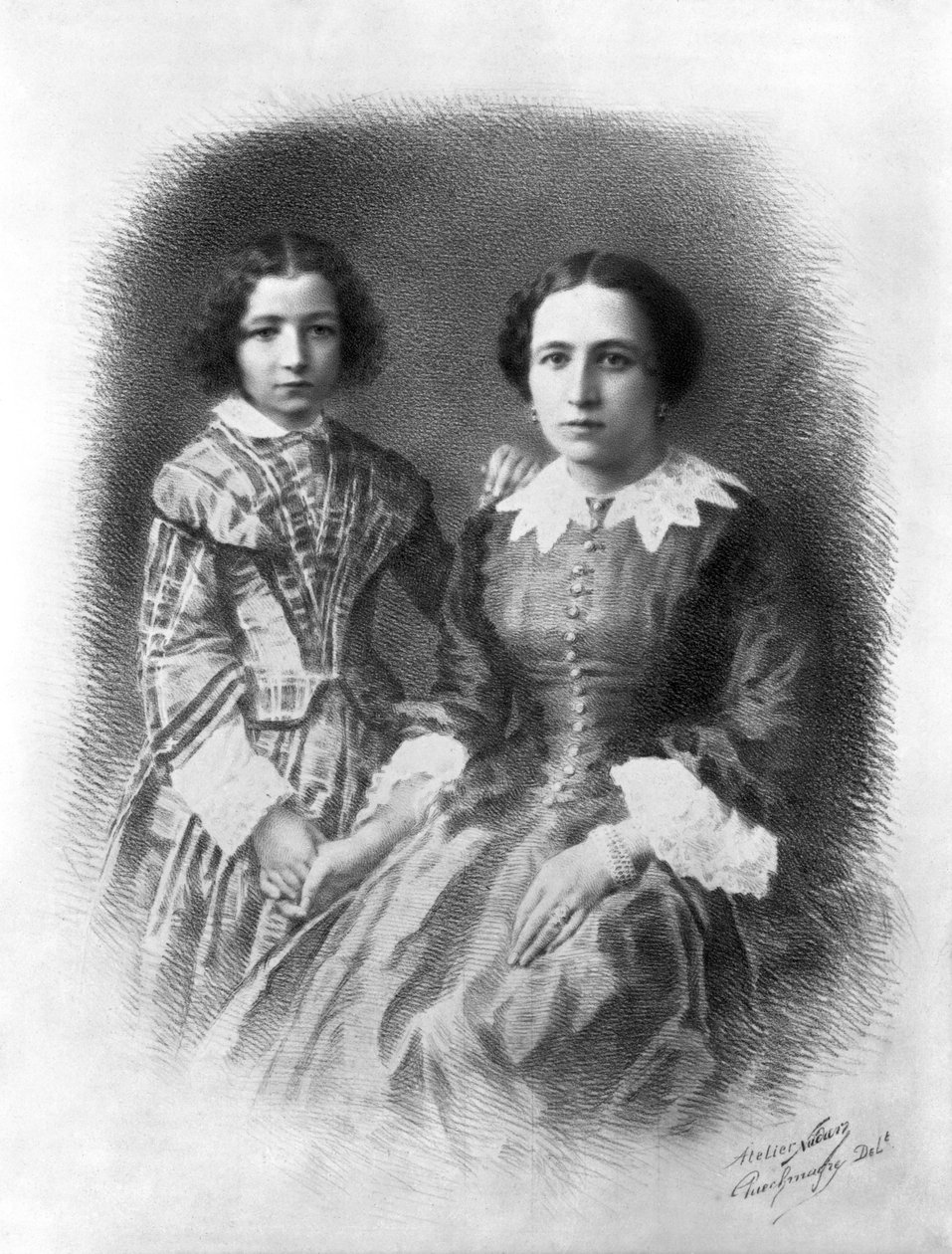 سارة برنهاردت ووالدتها (1844-1923) بواسطة نادار