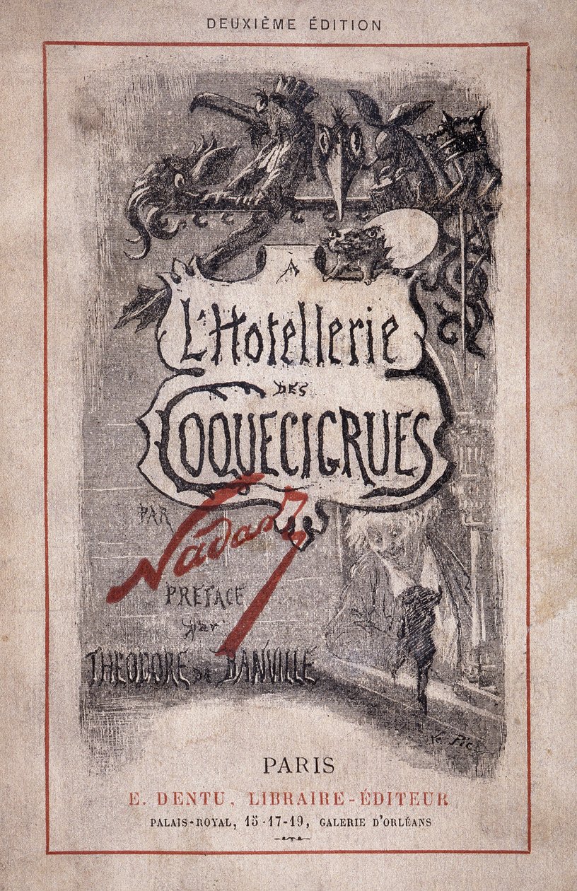 كتاب “The hotellerie des coquecicrues” ”. ملاحظات قلم رصاص ، مقدمة بقلم ثيودور دي بانفيل بواسطة نادار
