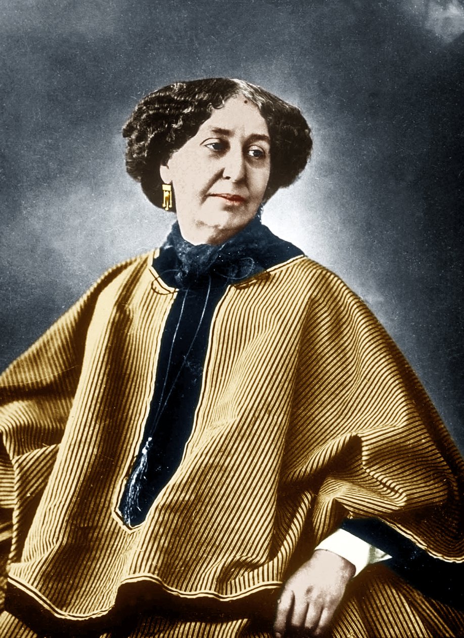 الكاتب الفرنسي جورج ساند (Aurore Dupin 1804-1876) 1864 ، تصوير Nadar ، وثيقة ملونة بواسطة نادار