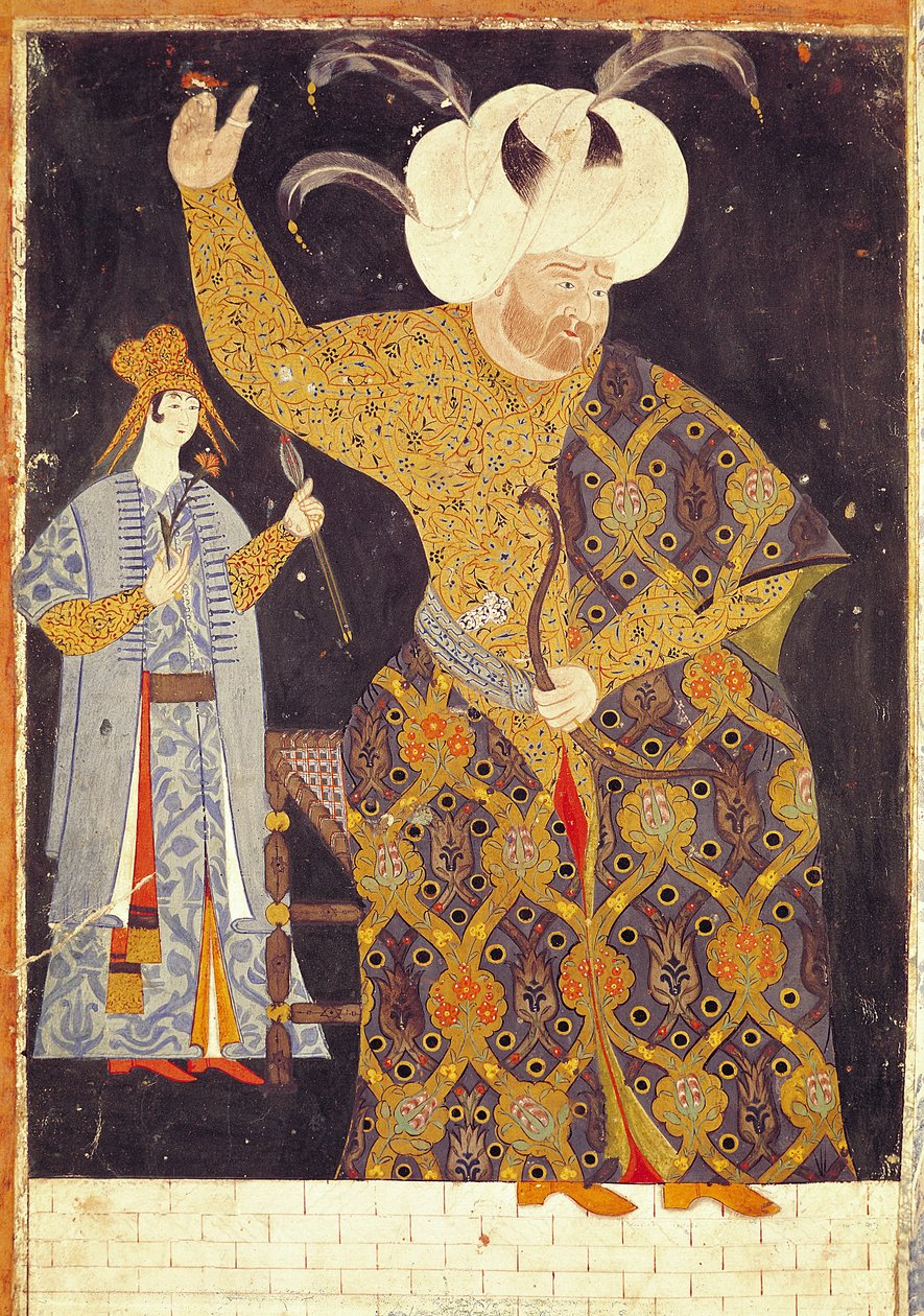 صورة السلطان سليم الثاني (1524-74) وهو يطلق القوس والسهم بواسطة Nakkep ، ودعا Nigari Reis Haydar