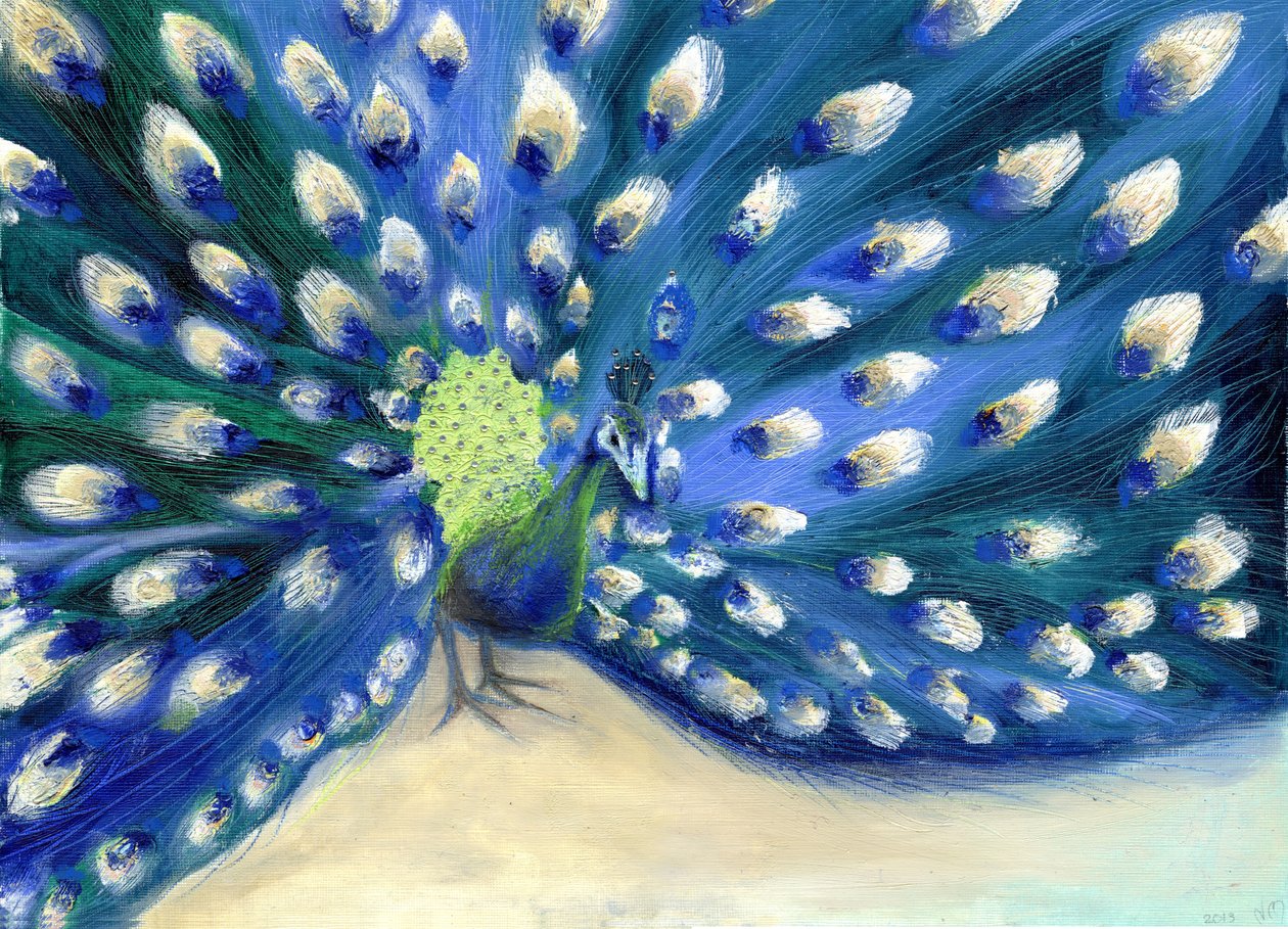 Peacock Eyes، 2013، (oil und diamante on card) بواسطة نانسي مونيز شارالمبوس
