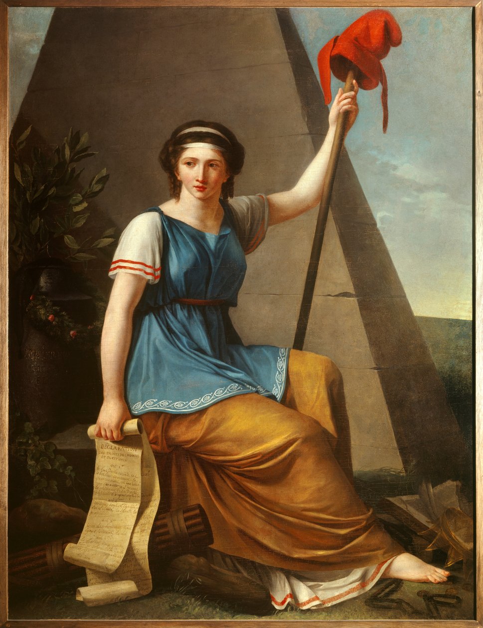 Liberte Allegorie de la Liberte كامرأة ترتدي قبعة فريجية. لوحة نانين فالين (نشط بين 1785-1810) 1794 صن. 1،28 × 0،97 م بواسطة نانين فالين