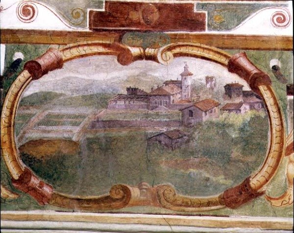 تفاصيل "Studiolo" (دراسة) لـ Francesco de'Medici (1541-87) للإفريز الذي يصور إحدى فيلات Medici بواسطة ناني دي بي بيغيو وبارتولوميو عماناتي