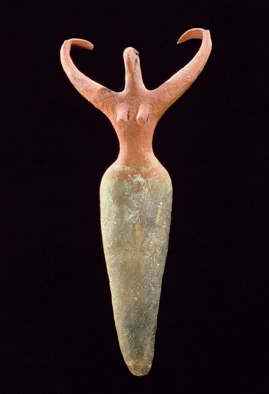 تمثال صغير للإناث ، من المعمارية ، c.3600-3500 قبل الميلاد (الطين المطلي) (انظر 201160) بواسطة نقادة الفترة المصرية