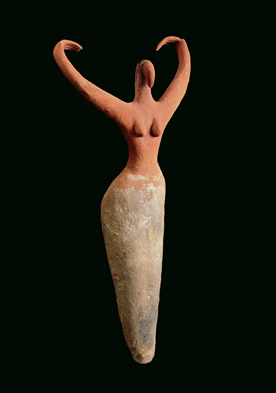 تمثال صغير للإناث ، من المعمارية ، c.3600-3500 قبل الميلاد (الطين المطلي) (انظر 201159) بواسطة نقادة الفترة المصرية