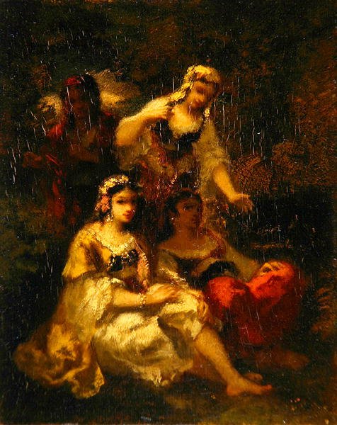 أربع عوانس إسبانية ، حوالي 1844-60 (زيت على اللوح) بواسطة نارسيس فيرجيل دياز دي لا بينيا