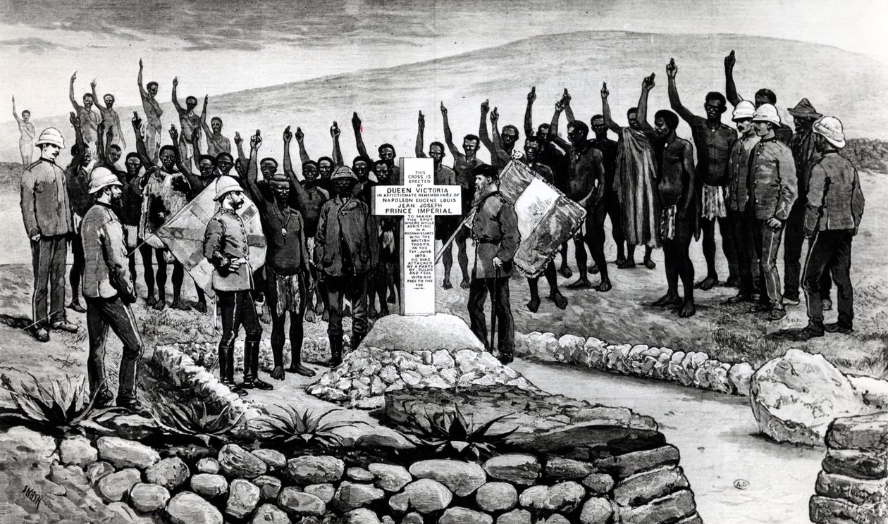 نصب تذكاري للأمير الإمبراطوري في زولولاند ، توضيح من مجلة الجرافيك ، 1880 بواسطة ناش