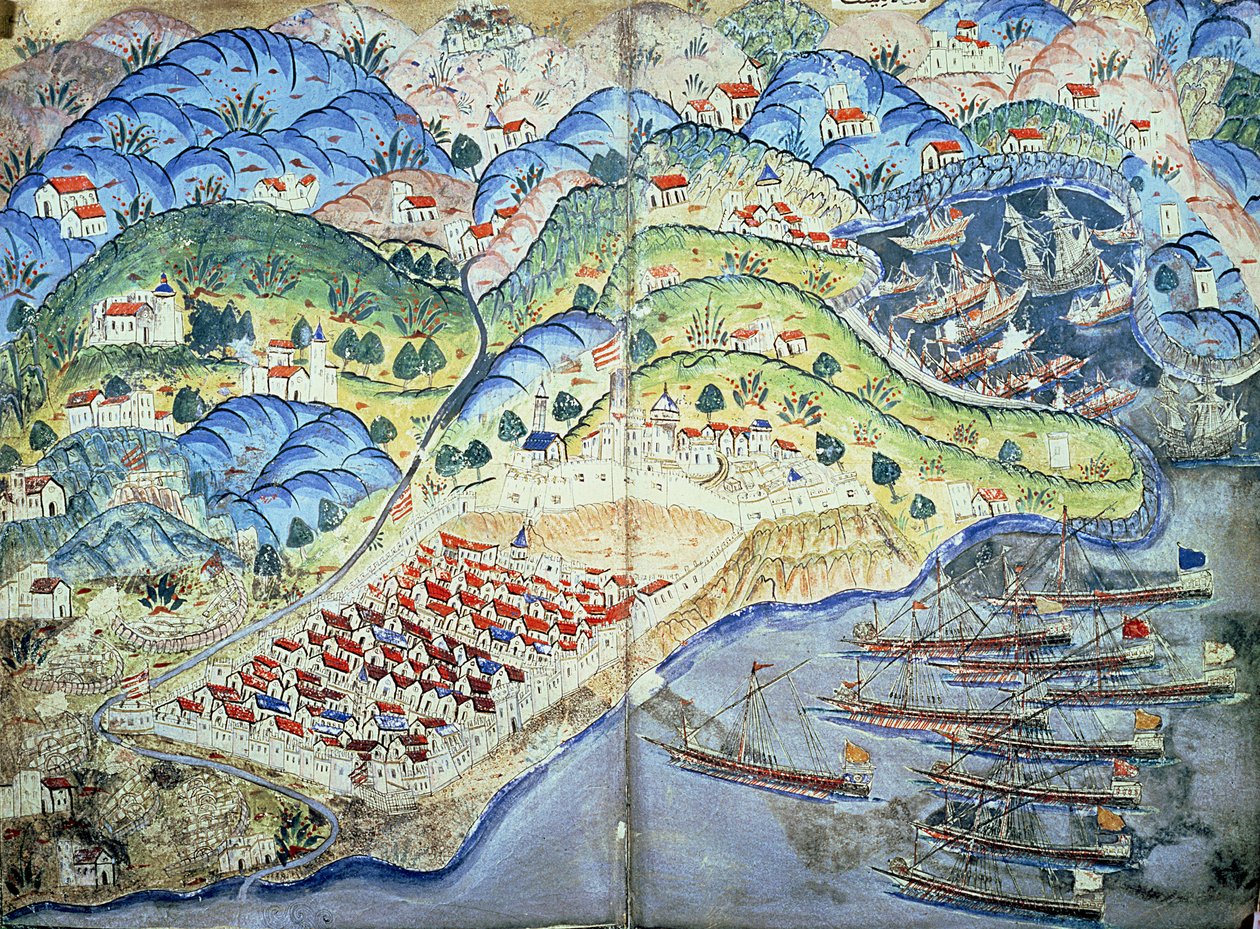 TSM H.1608 منظر جميل ، من "اسم سليمان" (حياة سليمان) 1545 بواسطة نصوح السلاحي