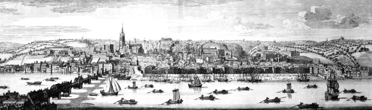 المنظر الجنوبي الشرقي لنيوكاسل أبون تاين ، 1745 بواسطة ناثانيال وصموئيل باك