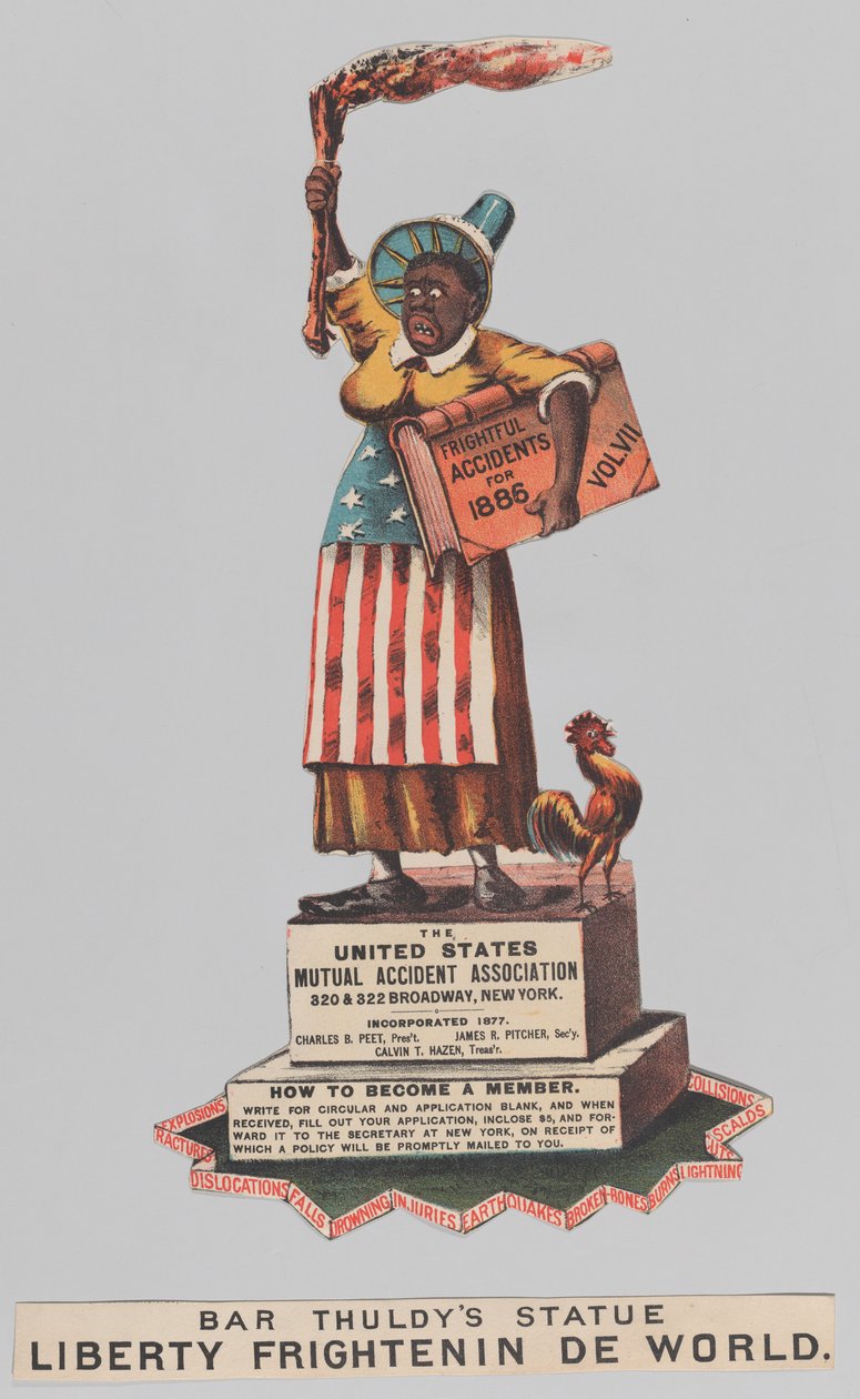 تمثال بار Thuldy: Liberty Frightenin de World ، 1886. ، 1886. المؤلفون: Nathaniel Currier ، James Merritt Ives ، Currier and Ives. بواسطة كوريير وآيفز