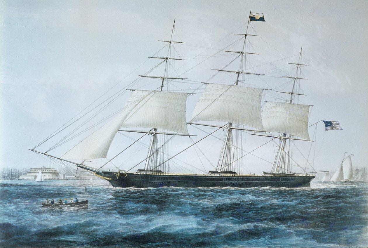 American Clipper Ship 'Nightingale' في نيويورك بواسطة ناثانيل كورير
