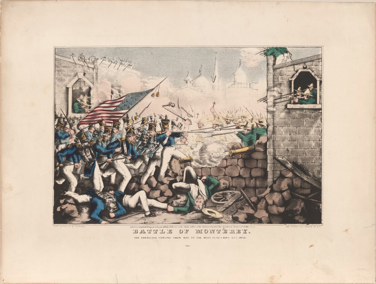 معركة مونتيري / الأمريكيون يشقون طريقهم إلى الساحة الرئيسية ، 23 سبتمبر 1846 بواسطة ناثانيل كورير