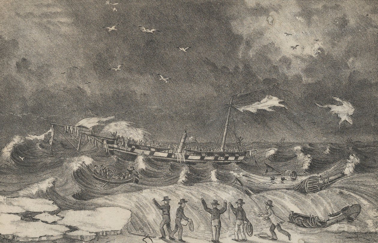 حطام المكسيك المروع على شاطئ هيمبستيد ، 2 يناير 1837 ، 1848-1856. بواسطة ناثانيل كورير