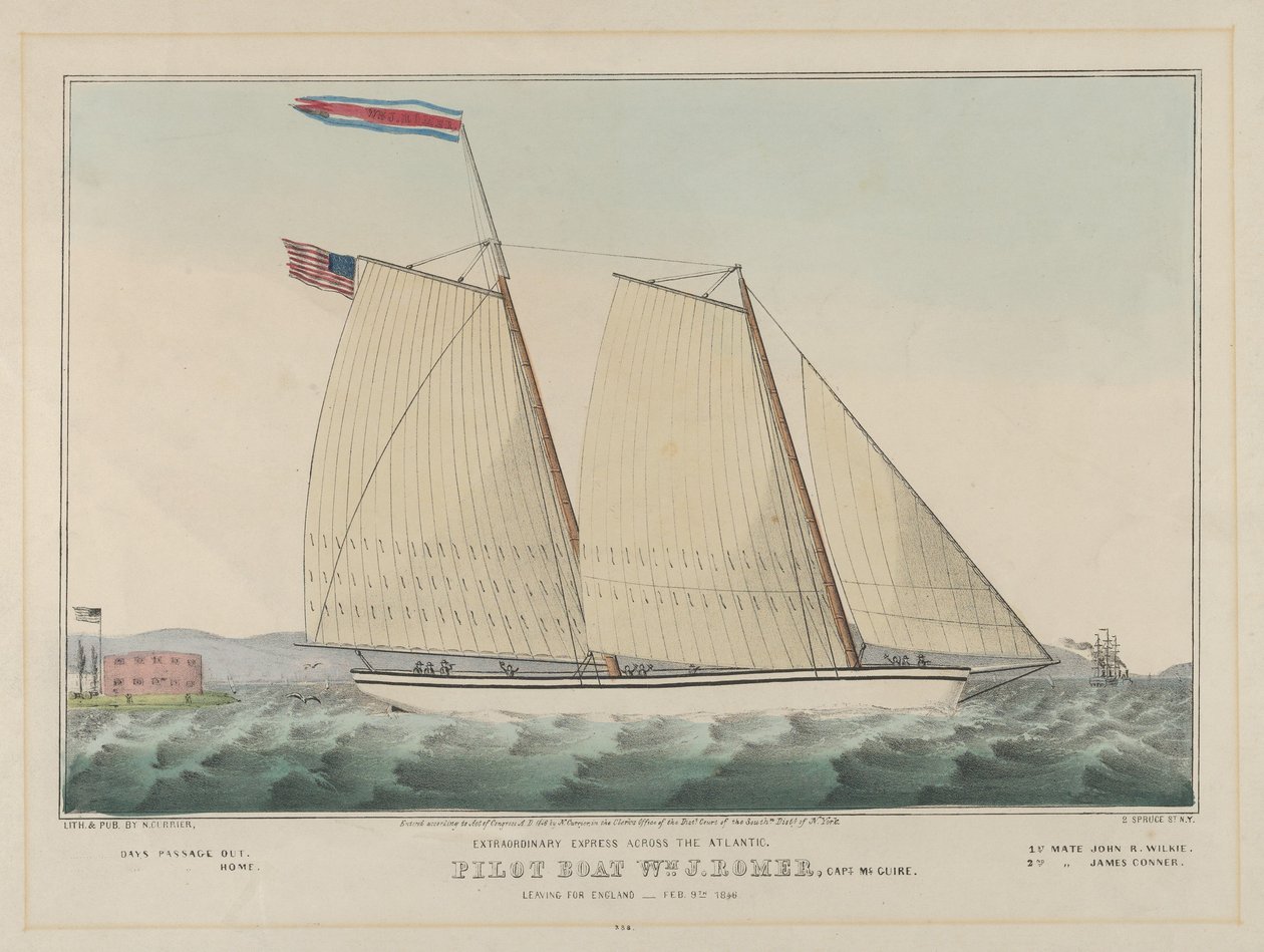 Extraordinary Express عبر المحيط الأطلسي - قارب الطيار William J. Romer ، Captain McGuire ، ... ، 1846. بواسطة ناثانيل كورير