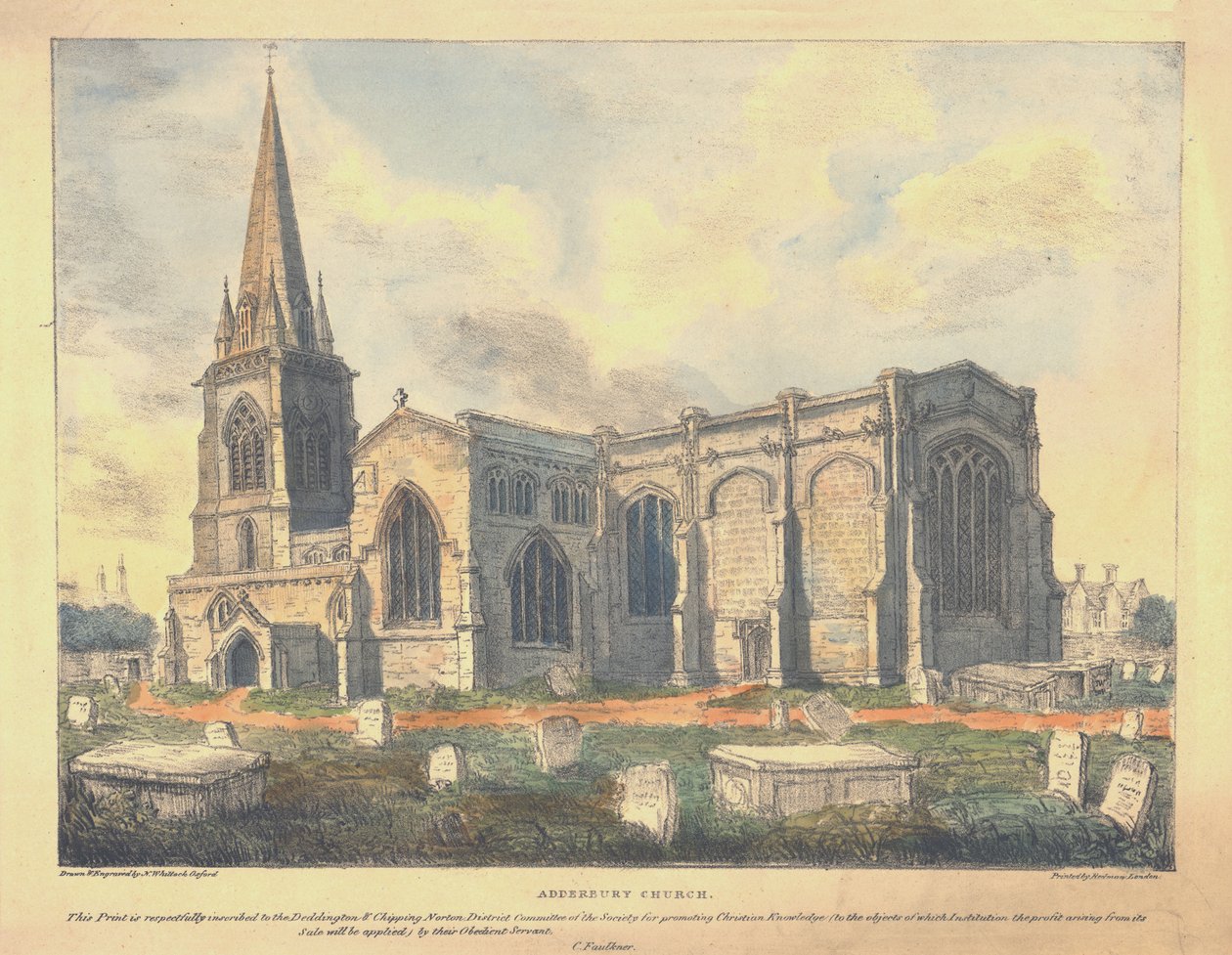 كنيسة أديربيري ، c1830. بواسطة ناثانيل ويتوك