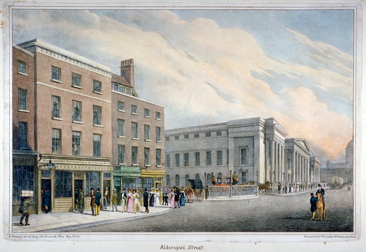 شارع Aldersgate ، مدينة لندن ، c1830 بواسطة ناثانيل ويتوك