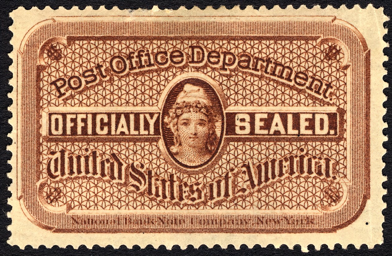 ختم مكتب البريد ، ج. 1879. بواسطة شركة الأوراق المالية الوطنية