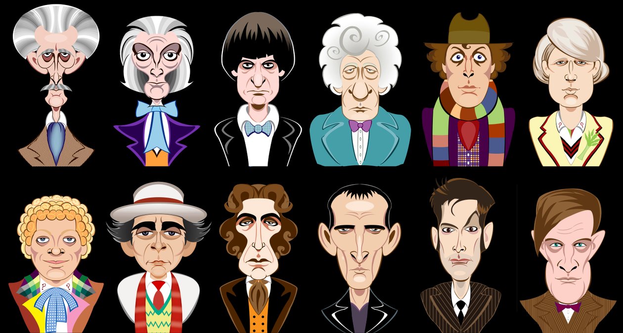ممثلون من المسلسل التلفزيوني لهيئة الإذاعة البريطانية Doctor Who (1963-2013) بواسطة نيل أوزبورن