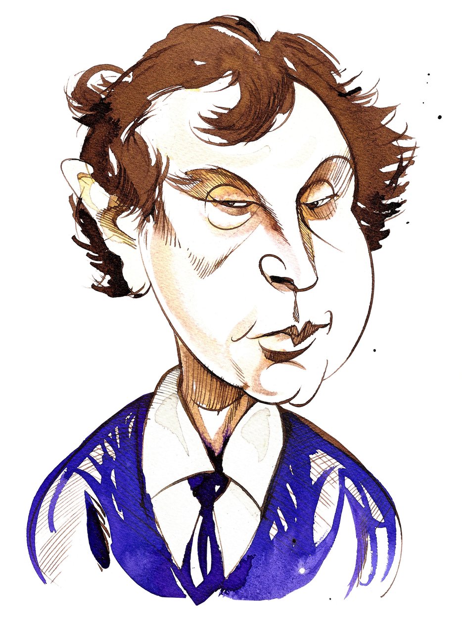 András Schiff (عازف البيانو المجري 1953) ، كاريكاتير ملون بواسطة نيل أوزبورن