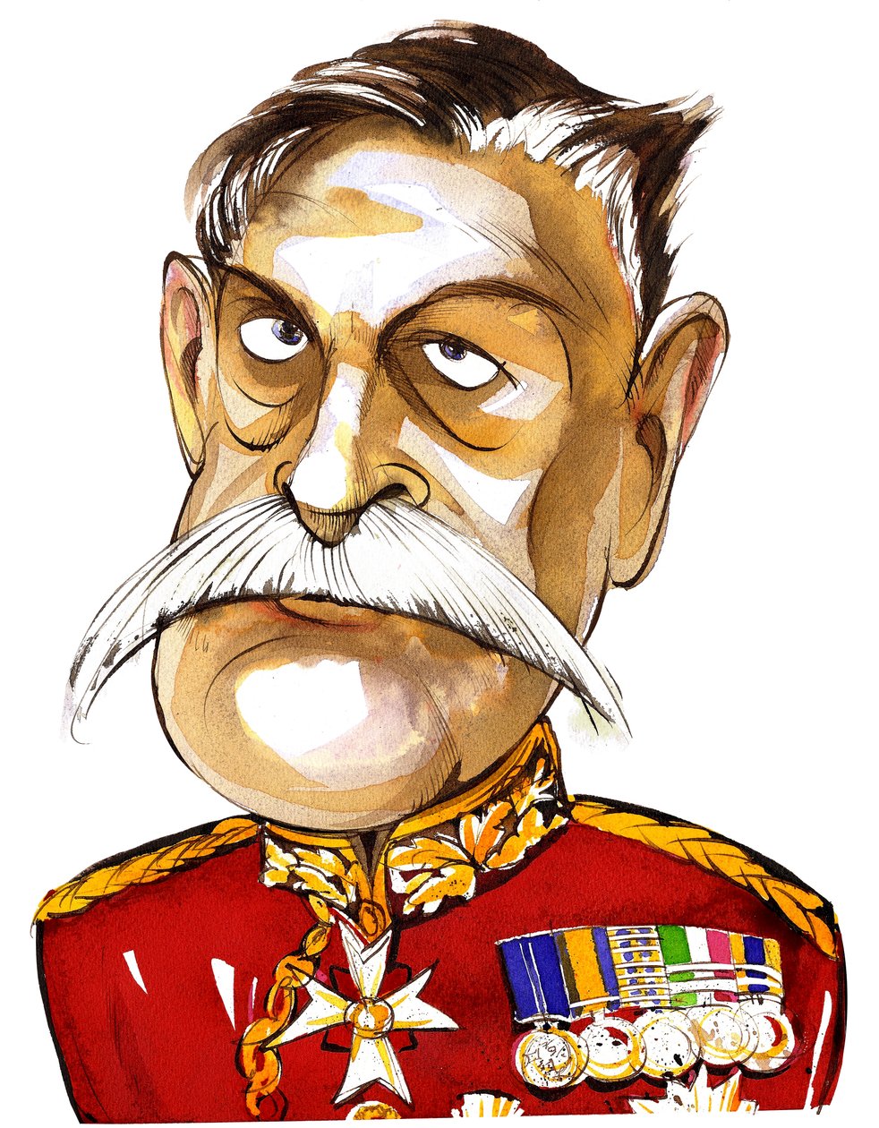 المشير البريطاني ، أول إيرل هيج من برنيرسيدي (1861-1928) ؛ الكاريكاتير اللون في الزي الرسمي بواسطة نيل أوزبورن